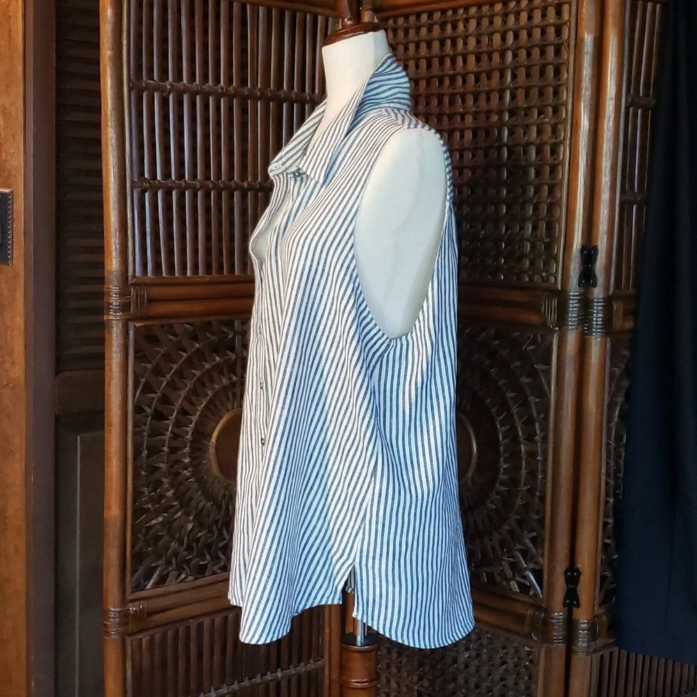 SPLENDID Sleeveless Button Front Striped Top Tunic XXL NWOT - Picture 9 of 12
